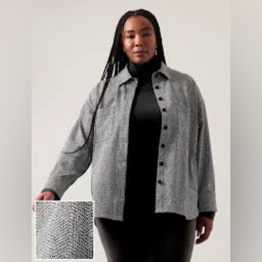 Athleta Textured Shirt Jacket Black L NWOT